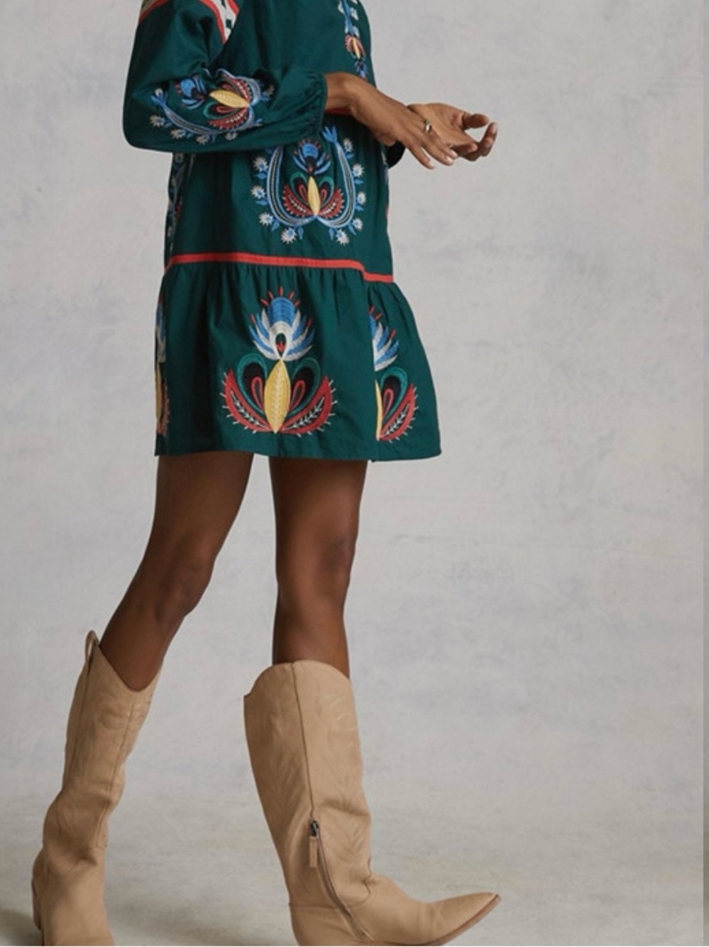 Anthropologie Let Me Be Embroidered Tunic Dress